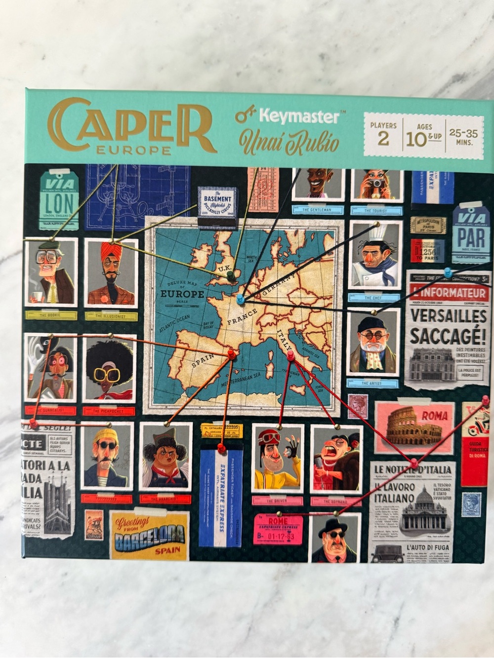 Caper Europe Board Game by Keymaster — Teal and Multicolor